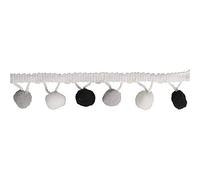 Rayher 55853573 Galon de pompons décoratif, 3 cm ø, sct-LS 2 m, noir/blanc