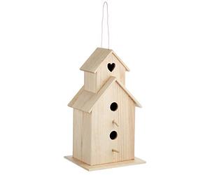 Rayher 6178300 Cage à Oiseaux Saint Tropez nichoir à Oiseaux en Bois Design de Maison « Saint Tropez » à Décorer Cage pour Oiseaux à Poser ou à Suspendre 22 x 19 x 39 cm Beige