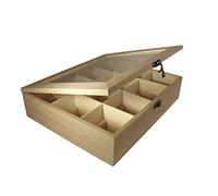 Rayher 6241500 Boite à Thé en Bois à 12 Compartiments - Boite de Rangement pour Vos Condiments, Sachets de Thé, épices, café en dosettes - Boite à Bois à Décorer Idéale pour Toute Décoration Créative