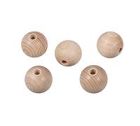 Rayher 6248800 Lot de 10 Boules de Bois Brut FSC 100% percé Ø 18 mm 4 mm