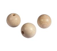 Rayher 6253100 Lot de 4 Boules en Bois Brut Semi-percées Ø 30 mm