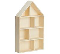 Rayher 6261100 étagère murale en bois forme maison 30 x 50 x 8 cm etagere de 8 compartiments à décorer etagere en bois à suspendre idéal pour créer des rangements personnalisés