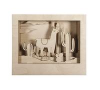 Rayher 62852505 Kit bois cadre à motif 3D Lama, FSC 100%, nature