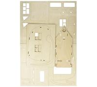 Rayher 62858505 Kit bois cadre motif 3D Caravane, 40 pcs, nature