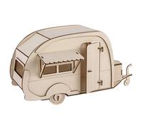 Rayher 62858505 Kit bois cadre motif 3D Caravane, 40 pcs, nature