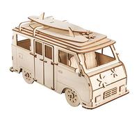 Rayher 62879505 Kit en bois 3D Camping-car, 77 pcs, nature