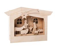 Rayher Kit Bois Cadre à Motif 3D, FSCMixCred, Nature, 24x24x6,3cm, Crèche, 13pces, boîte 1kit