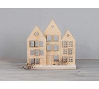 Rayher 62891505 Maisons avec motif en bois, FSCMixCred., nature, 15,1x18,8cm, sct.-LS 1kit