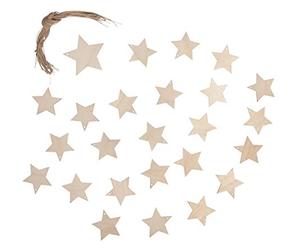 Rayher 62896505 Pendentif de bois Etoiles, FSCMixCred., nature, 1pce6,8cm/23pcs 4,8cm,sct.-LS 24pces