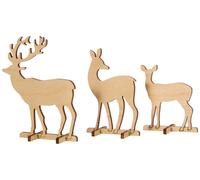 Rayher - 62897505 - Pces inser.bois Chevr.+cerf,FSCMixCred, Bois, nature, 2xchevreuil/1xcerf, sct-LS 3pces