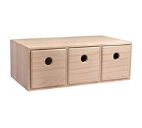 Rayher 62909505 mini commode en bois FSC 100%, Nature, 32x18x11,5cm, avec 3 tiroirs de même taille et côte à côte, rangements multi-usages, à poser sur un meuble