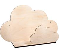 Rayher 62975505 Etagère murale enfant, nuage, bois naturel FSC MixCred, 1 Kit, 35X21X10cm, décoration, chambre d’enfant