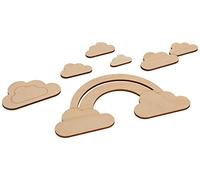 Rayher 62983505 Embellissements en bois, nuages et arc-en-ciel, bois naturel FSC MixCred, 6 pces., 16,8X8,3cm, décoration, chambre d’enfant