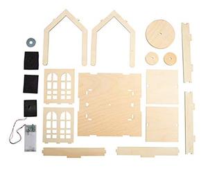 Rayher 63064505 Kit créatif Maison 3D+plaque tournante,18pcs. FSCMixCred, nature, Naturel