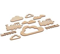 10 pendentifs en bois pour mobile petit train Beige G
