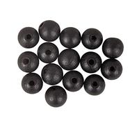 Rayher 63073576 Perles en bois, noir, mat, 10mm ø, trouées, 1 lot de 35 pces., FSC 100%, art créatif, bijoux, bracelet, collier, porte-clefs