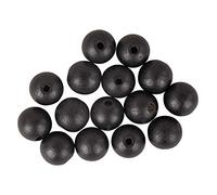 Rayher 63074576 Perles en bois, noir, mat, 15mm ø, trouées, 1 lot de 15 pces., FSC 100%, art créatif, bijoux, bracelet, collier, porte-clefs