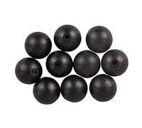 Rayher 63075576 Perles en bois, noir, mat, 20mm ø, trouées, 1 lot de 8 pces., FSC 100%, art créatif, décorations, porte-clefs, figurines