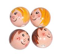 Rayher 63079000 Boules en bois brut têtes fille & garçon 4pcs, p. poupée, nature