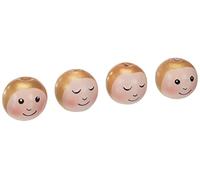 Rayher 63080000 Boules en bois brut têtes d’Ange 4pcs 23mm ø, 2 designs, nature, Naturel