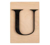Rayher 63112576 Tuile en bois Lettre U, 1 pce., FSC Mixed Credit, noir, 10,5 x 14,8 cm, épaisseur 4 mm, effet 3D, décoration d’intérieur, arts créatifs