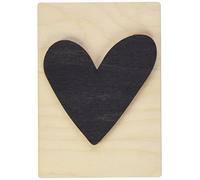 Rayher 63119576 Tuile en bois motif « cœur », 1 pce., FSC Mixed Credit, noir, 10,5 x 14,8 cm, épaisseur 4 mm, effet 3D, décoration d’intérieur, arts créatifs