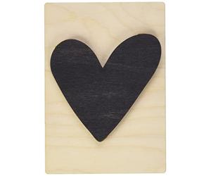 Rayher 63119576 Tuile en bois motif « cœur », 1 pce., FSC Mixed Credit, noir, 10,5 x 14,8 cm, épaisseur 4 mm, effet 3D, décoration d’intérieur, arts créatifs