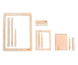 Rayher 63125505 Kit Métier à tisser, nature, 11 pces, FSC Mixed Credit, 9-21cm, rectangulaire, arts créatifs, décoration murale, enfants, adultes, école, Naturel