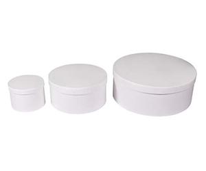 Rayher 67339102 kit boîtes en papier mâché, FSC Rec. 100%, rond, 3tailles, blanc