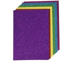 Rayher 67363000 Feuilles de cartonette avec paillettes, multicolore, 12 pces., Din A5 (14,8x21cm), 130g/m2, auto-adhésif, art créatif, décoration, cartes