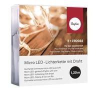Rayher 69136000 Micro Guirlande Lumineuse LED, avec Fil, 120 cm, 10 Ampoules, S