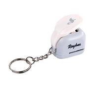 Rayher 69188000 Mini perforatrice, motif « flamant rose », ø 0,95cm (3/8"), gris et blanc, avec fonction porte clef, avec collecteur intégré, papier, feutrine, tissu fin, film plastique, mousse