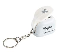 Rayher 69190000 Mini perforatrice, motif « cerise », ø 0,95cm (3/8"), gris et blanc, avec fonction porte clef, avec collecteur intégré, papier, feutrine, tissu fin, film plastique, mousse