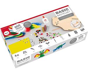 RAYHER 69217000 Basic kit bricolage av. boîte à anse bois, 900pces div coul+mat