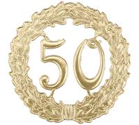 Rayher 8211106 couronne décorative Jubilé & anniversaire "50", 18cm ø, carton or