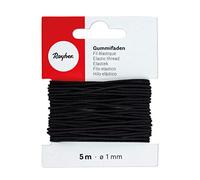 Rayher 8908901 fil élastique pour bracelet, masque facial, ø 1mm, carte 5m, noir