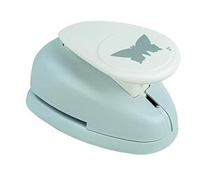 Rayher 89859000 perforatrice fantaisie : papillon, perforeuse papier en plastique, perforatrice scrapbooking idéale pour papier/carton de jusqu à 200 g/m2, àž 5, 08 cm, (2"), blister-LS 1pièce, orange/gris