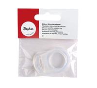 Rayher Adaptateur de tétine bébé, transparent, 2pces, silicone, universel, fixation chaine de tétine-70048000