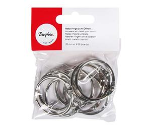 Rayher Anneaux en métal à ouvrir, p. porte-clés, reliure, 9pcs 32 mm ø, 2520600