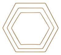 Rayher Anneaux en métal Hexagone 3 pièces 20/25/30 cm Doré