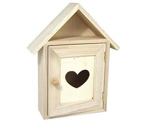 Rayher Armoire à clés À Cœur joie, boîte à clés bois FSCMixCred nature, 62405000, Marron, 26 x 20.5 x 5.5 cm, Petit