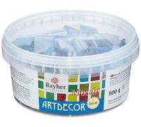 Rayher Artdecor tesselles mosaïque 160 pcs 2x2 cm seau 500g, tons bleus, 1453408, Bleu Clair