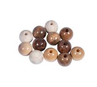 Rayher Assort. perles en bois FSC 100%, 12mm ø, Tons naturels