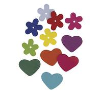 Rayher Assortiment Cœurs et Fleurs en Mousse Crepla, Multicolore, 140 pces., 2,5-3 cm, 10 Couleurs, Gomme eva, Arts créatifs-3001449