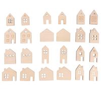 Rayher Assortiment d’embellissements «Maison», naturel, 24 pces., en bois FSC Mix Credit, 2,5-3,5cmX2mm, décorations, table, cartes-46749505
