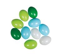 Rayher Assortiment d’œufs en plastique, bleu/vert, 10 pces., ø 6cm, intérieur/extérieur, arts créatifs, décoration, Dimanche des Rameaux, Pâque-3906012