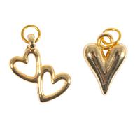 Rayher Assortiment de Breloques en métal «Cœur», doré, 2 pces., 2 Tailles 10-11X16-18mm, 2 Motifs, Double Anneau 5mmØ, pendentifs, bijoux-22962616