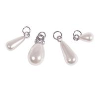 Rayher Assortiment de Breloques en Perles Goutte d’Eau, Blanc-argenté, 4 pces., artificielles, 4 Tailles 6-10X8-16mm, Double Anneau, pendentifs, bijoux-22966606