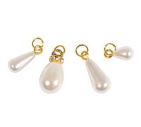 Rayher Assortiment de Breloques en Perles Goutte d’Eau, Blanc-doré, 4 pces., artificielles, 4 Tailles 6-10X8-16mm, Double Anneau, pendentifs, bijoux-22966616