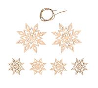 Rayher Assortiment de flocons de neige, 7 pces, bois naturel, FSC mix Credit, 5-9cm, arts créatifs, décorations, suspensions, couronnes, hiver, Noël-46622505